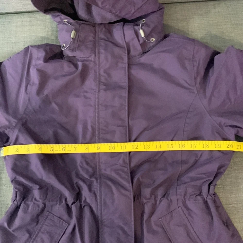 Lands’ End Parka Purple Medium Windbreaker Fleece Lined Full Zip Detachable Hood - Picture 16 of 17